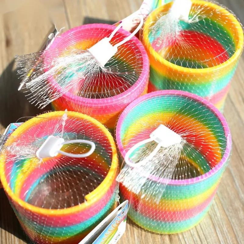 Kids Magic Plastic Rainbow Spring Colorful Children Circle Coil Elastic Ring Fashion Funny Christmas Birthday Gifts New 2022