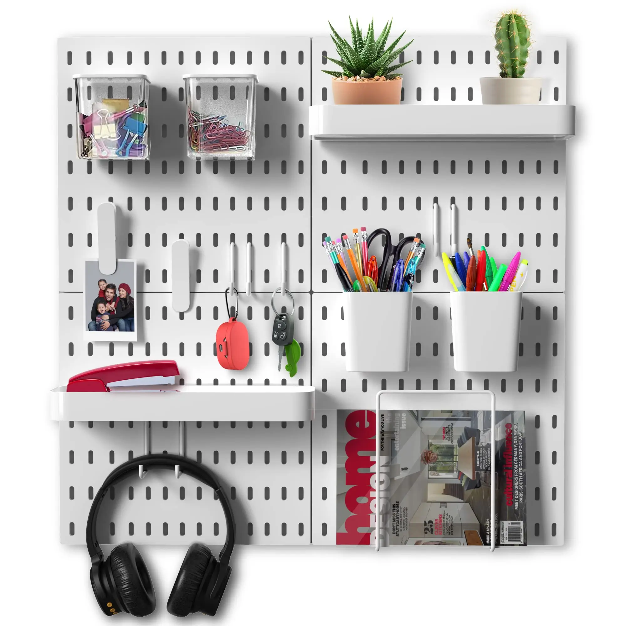 

Pegboard Wall Organizer Peg Board Set, Containing Pegboard, 18 Accessories, Peg Boards for Walls Office, Keys Holder