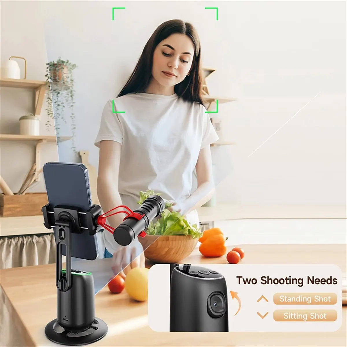 P05 AI اتبع Gimbal 360 دوران تتبع الوجه استقرار تصوير سطح المكتب المحمول حامل الهاتف المحمول للعيش/الصورة