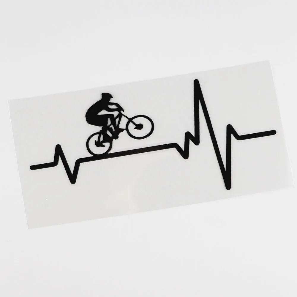 YJZT  Cycling Mountain Bike  Helmet Heartbeat Decal Vinyl Black/Silver Car Stickers