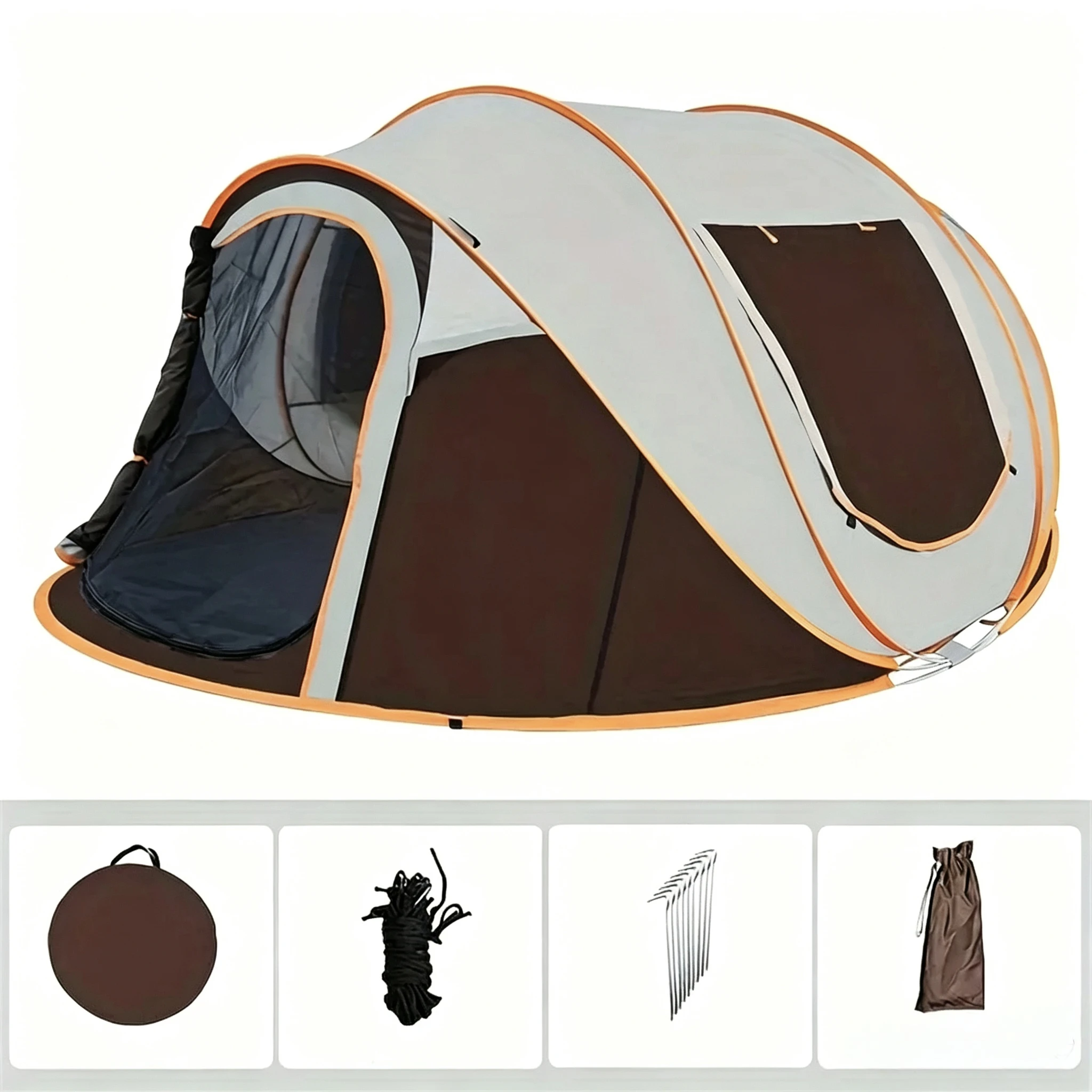 2026 Outdoor Boat-shaped Hand-toss Tent Fully Automatic No Setup Required Quick-open Design Insect-proof Mosquito Net Four-seaso