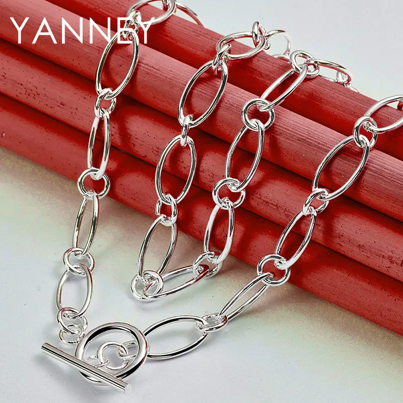 925 Sterling Silver 18 Inches Simple Chain Necklace For Men Women Fashion Hip Hop Jewelry Wedding Gifts