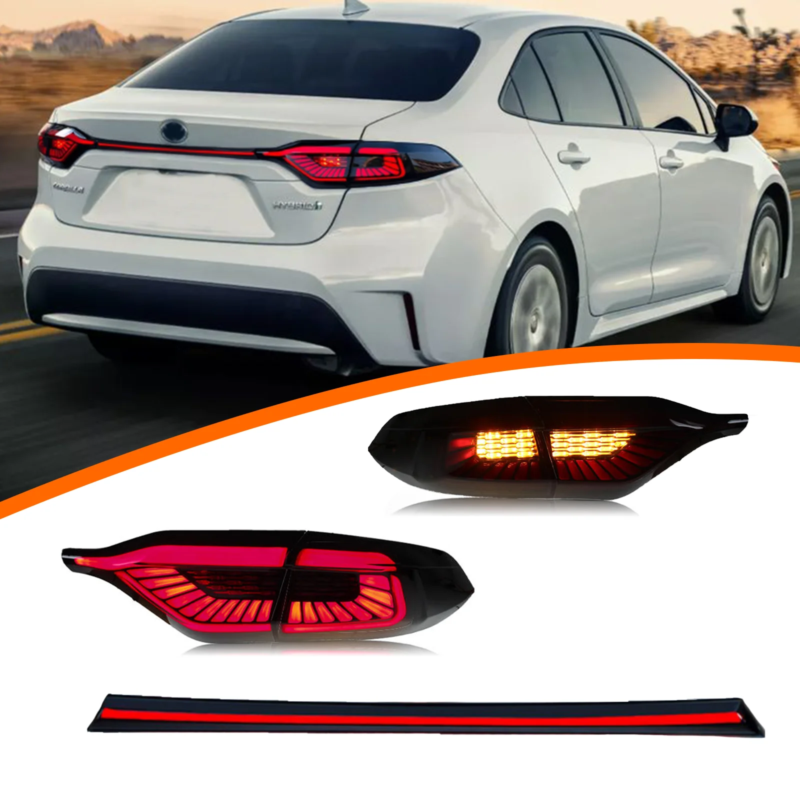 

Car LED Rear Taillights for Toyota US corolla /Levin 19-23 tail+trunk lamp Animation Rear Spoiler Lamps LED Taillight Assembly