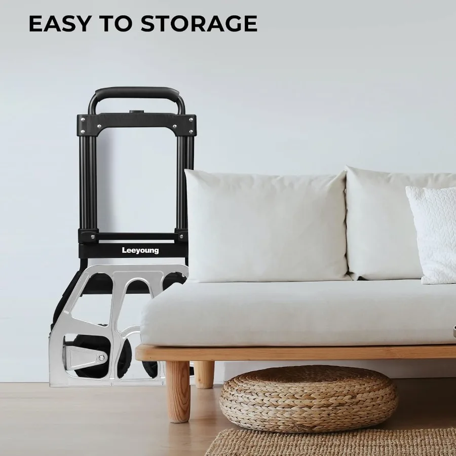 عربة دوللي شديدة التحمل مع تصميم شاحنة يدوية قابلة للطي للتحريك الداخلي والخارجي بقدرة 331 رطل من الألومنيوم ودعامة عجلة St