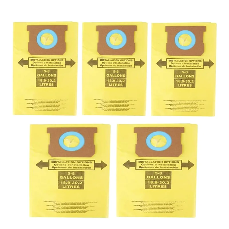 FGGS-لأكياس فلتر المكنسة Shopvac من النوع E للمكانس الكهربائية الجافة سعة 5-8 جالون - 9066100 90661 90671 9067100 مجموعة الغبار