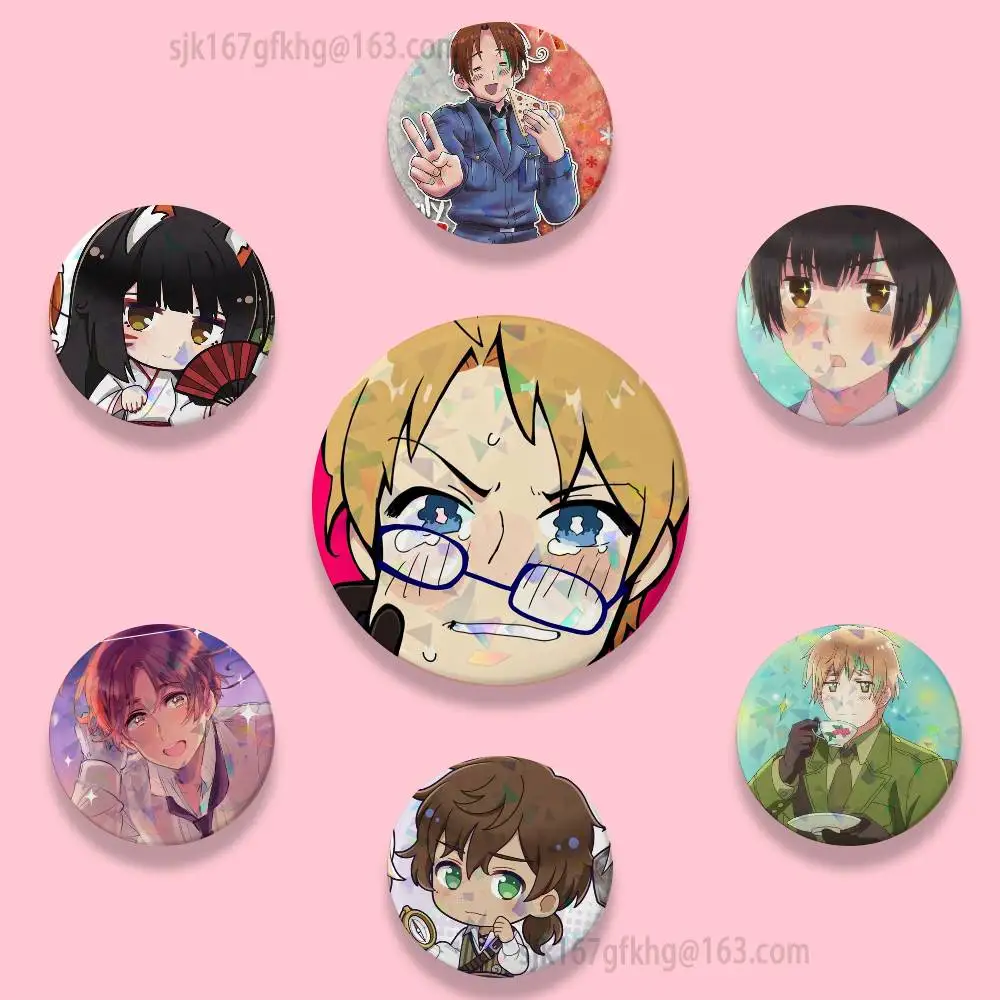 

Hetalia Axis Powers Anime 58mm Icon Badge Handmade Tinplate Brooch for Backpack Clothes Chest Ornament Gifts