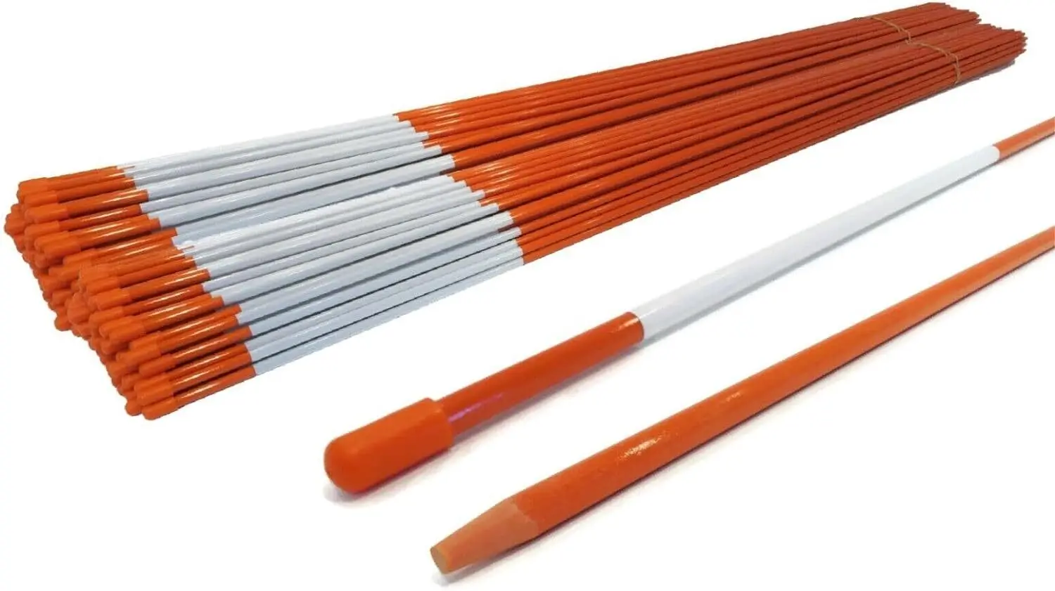 (Pack of 500 Driveway Markers, Snow Stakes, Plow Stakes, Orange Reflective Fiberglass, 5/16