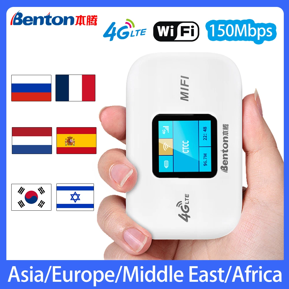 

Benton MiFi WiFi Router Portable 4G LTE Router Battery Powered Mobile Router with 4G SIM Card Slot 2.4GHz 150Mbps WiFi Repeater