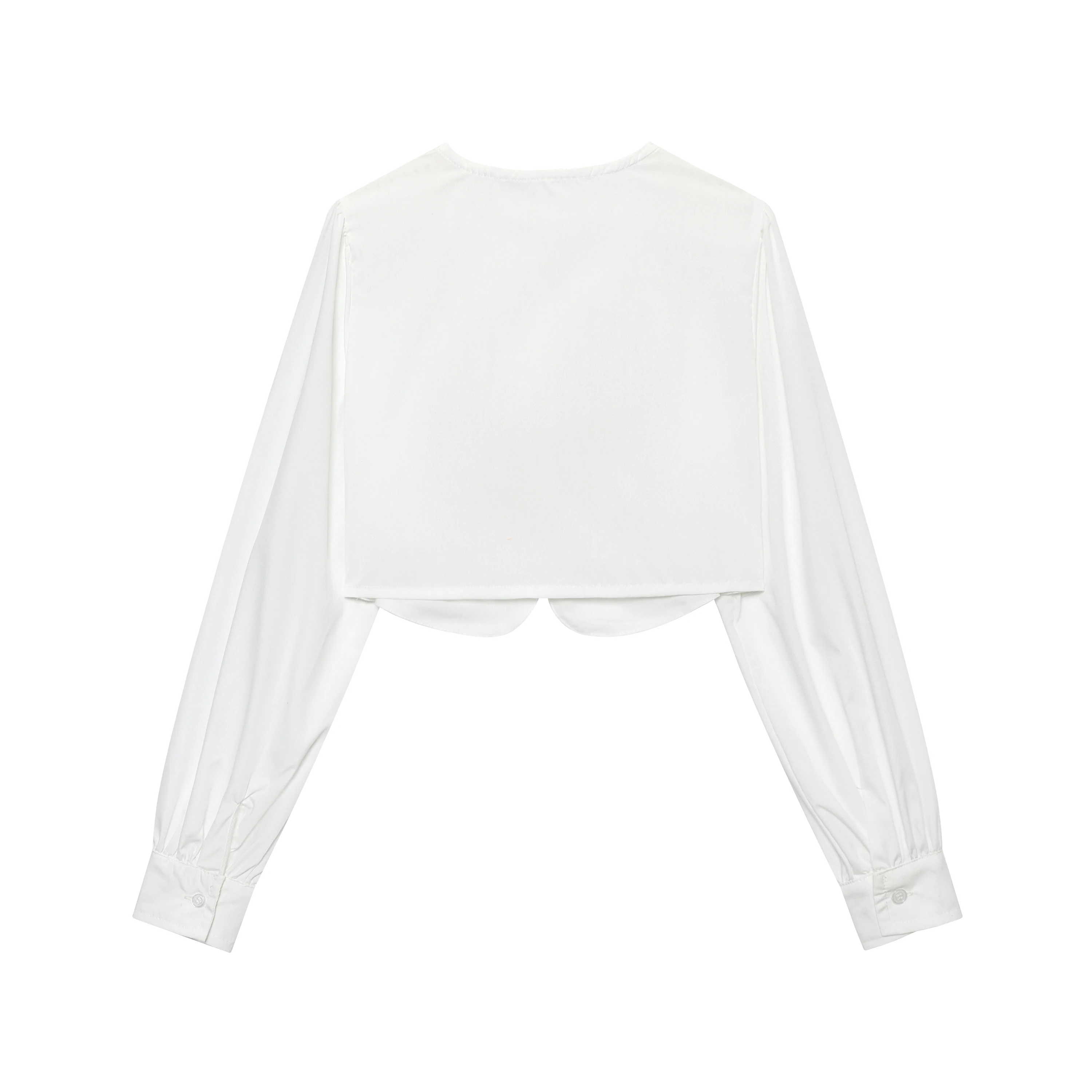 Camicia bianca slim fit moda autunno 2025 Camicia elegante a maniche lunghe con o-collo Street Style Tinta unita Top corto Abbigliamento da donna