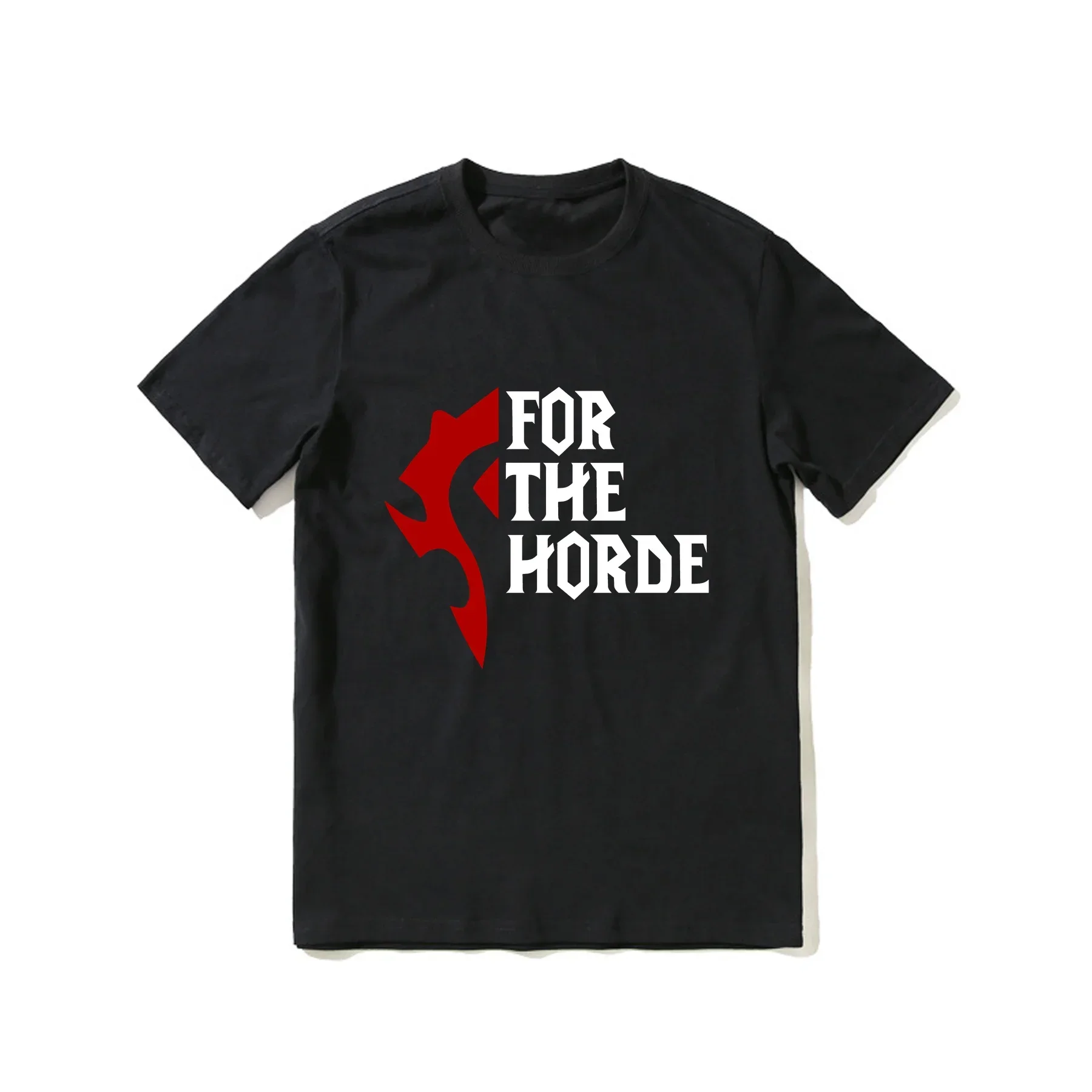 

2023 Hot Sale Summer 100% Cotton for The Horde! Warcraft Black T Shirt Men Short Sleeves Cool Tee Hip Hop Streetwear T-shirt