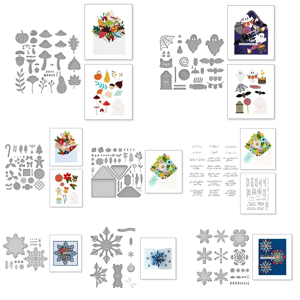 Ostern und Weihnachtselemente, künstlerische Schriftart, Phrasen, transparente Stempel- und Metallschneideformen für DIY-Scrapbook, Fotoalbum, Bastelkarten