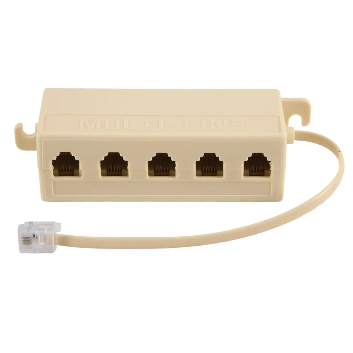 ImprovedBeige RJ11 6P4C Male Plug to 5 Ports 6P2C Female Socket Phone Line Splitter Adapter
