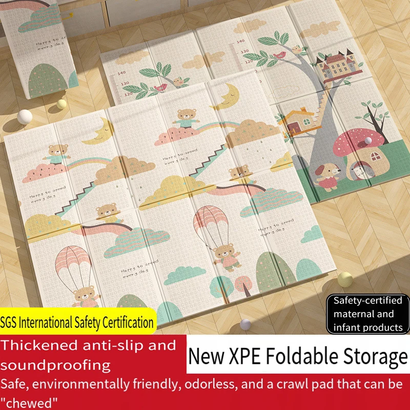 

XPE Foldable Baby Crawling Mat, SGS Certified Safe Non-Toxic, Waterproof Portable Playmat for Infants Toddlers Floor Time