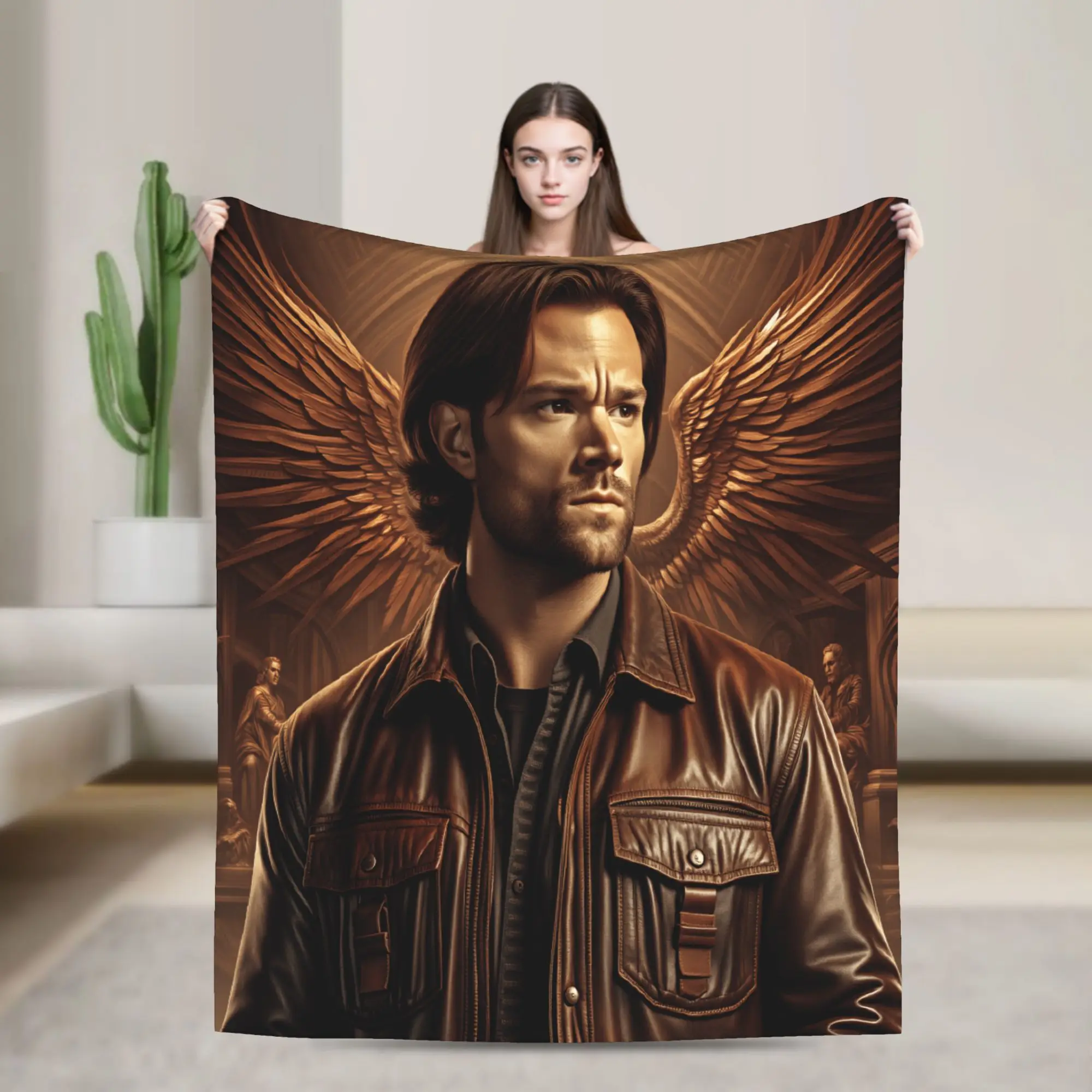 Sam Winchester Supernatural Blanket  Travel Flannel Throw Blanket For Home Decor Warm Soft Custom DIY Bedspread Gift Idea