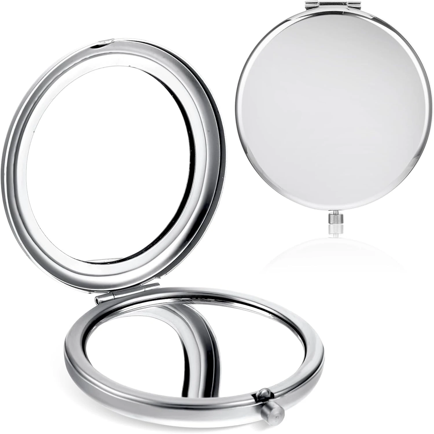 Compacto para bolso, espejos compactos de viaje con aumento 2X de doble cara doblado, maquillaje de viaje pequeño portátil para bolso, bolsillo y