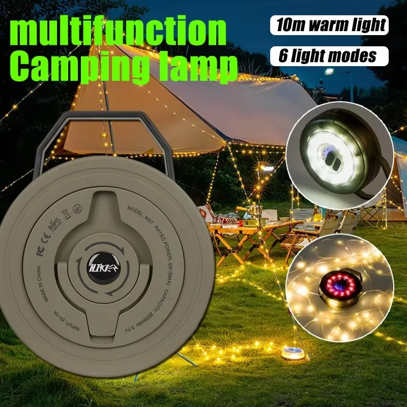 

LED Camping Lamp Strip Atmosphere 10M Length Waterproof Recyclable Light Belt Outdoor Garden Decoration Lamp for Tent Room