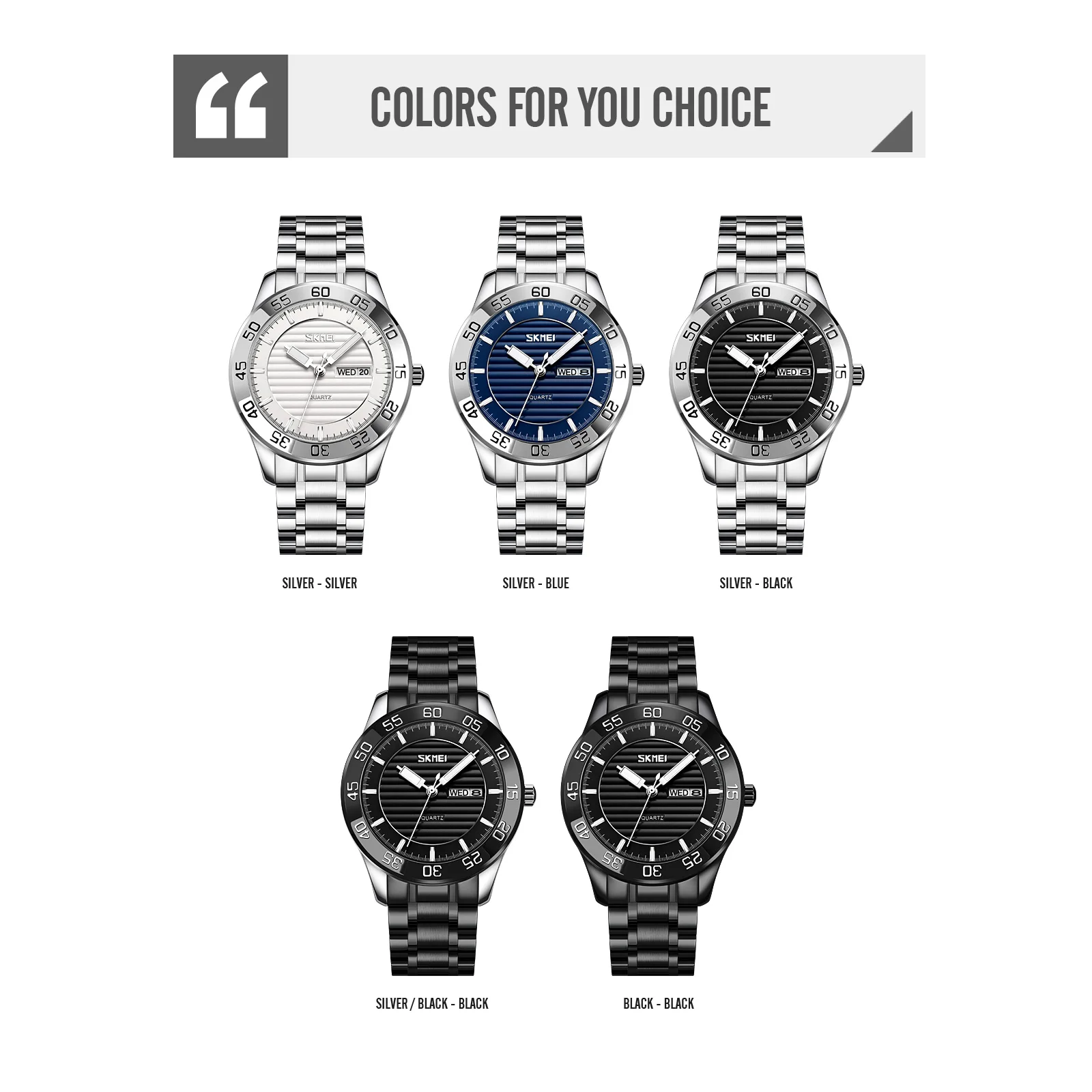 SKMEI Fashion Business Style Waterproof Reloj Hombre pennarelli per ore in scala ingrandita muslimatexmuslimlimax orologio Band Date 9293