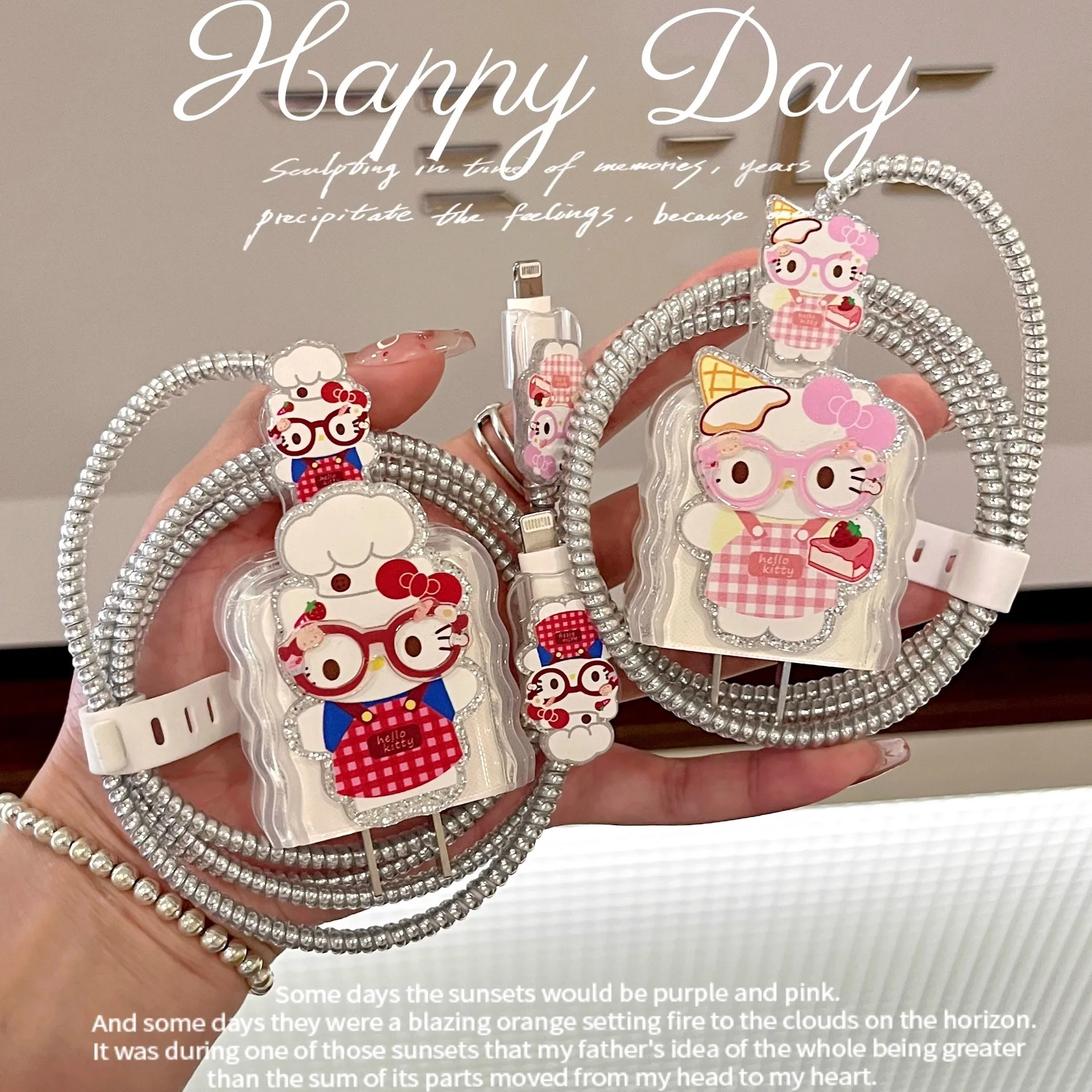 

The New Hot-selling Cute Kitty Data Cable Protective Cover Transparent Shell Simple and Versatile Suitable for Apple