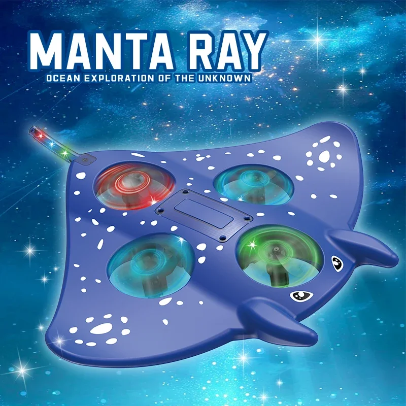 Rc Animal 2.4G Remote Controlled Foam Manta Ray Gravity Glider Special Effect Dazzling Light 360 Circling Flight Children Gifts
