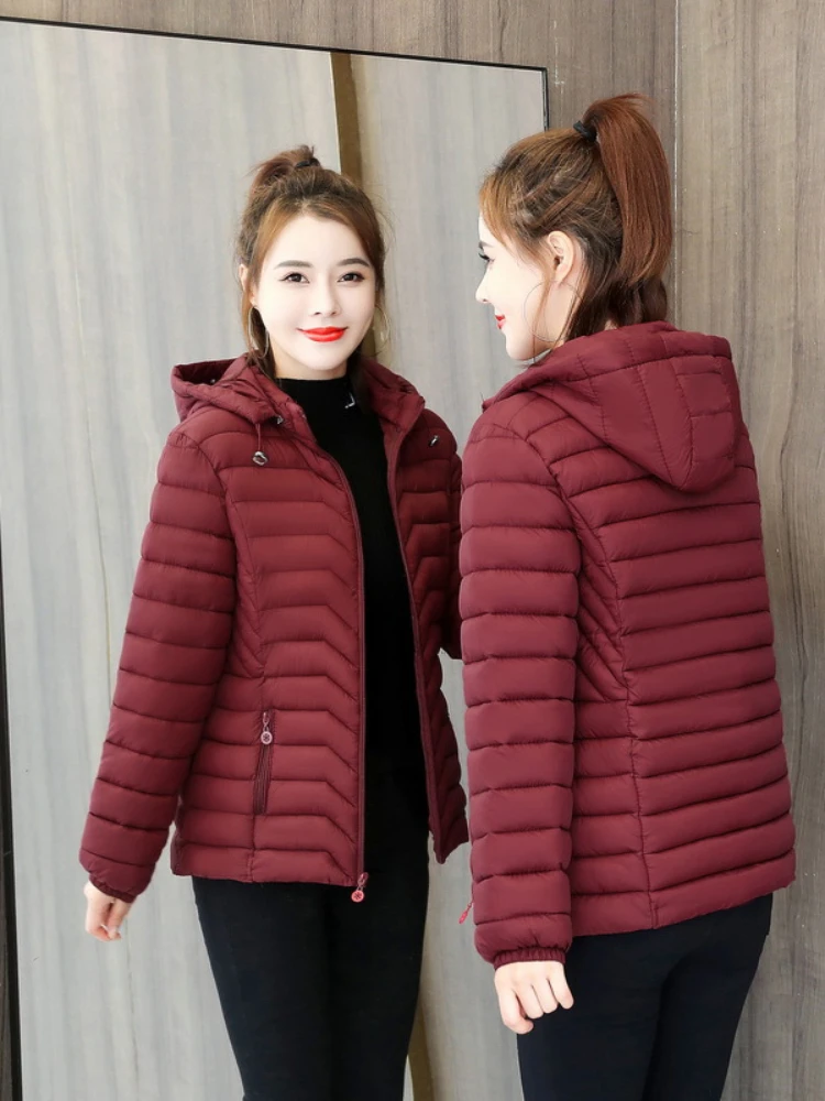 Women Short Warm Parka For Women Ultralight Down Cotton Jacket Coat With Detachable Hood Lightweight Outwear Clothing