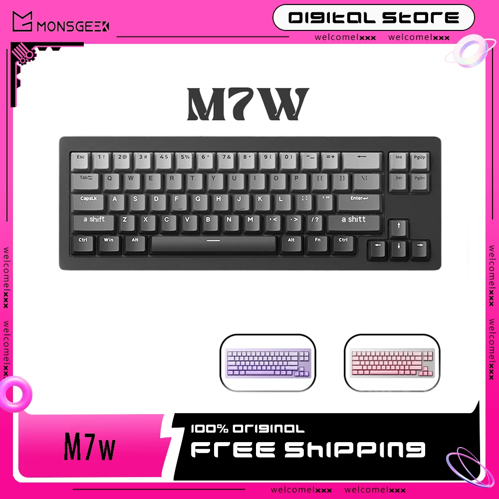 Monsgeek M7w Wireless Mechanical Keyboard 68 Keys Gasket Bluetooth Keyboard  3-Mode Customized Accessory  for Pc Gamer Keyboards