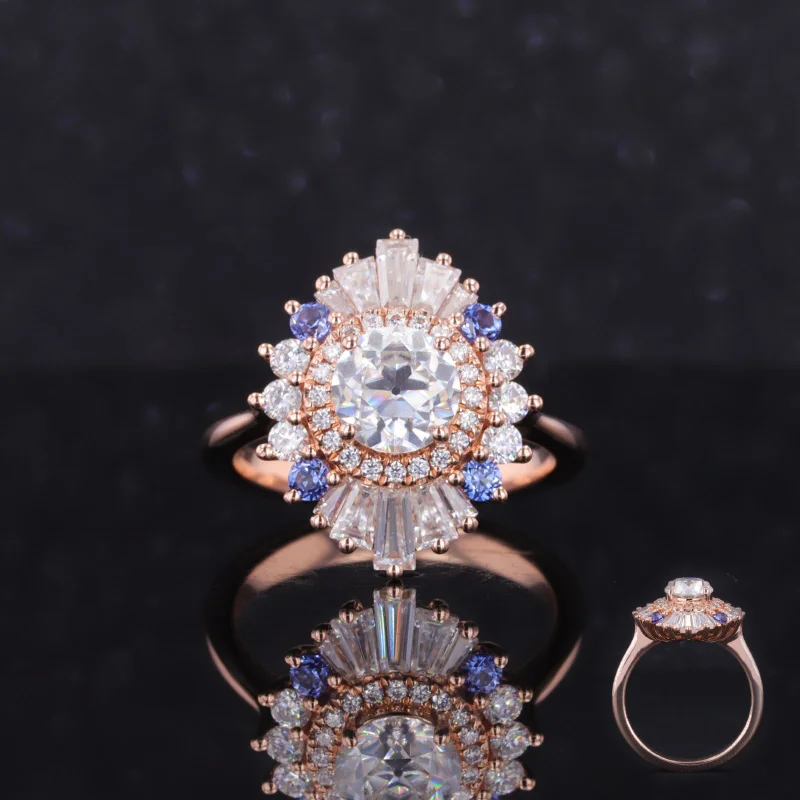 Maßge schneiderte Schmuck wunderschöne Ring benutzer definierte Frauen oec Moissan ite Diamant 10 Karat massives Roségold Verlobung Eheringe Jubiläum