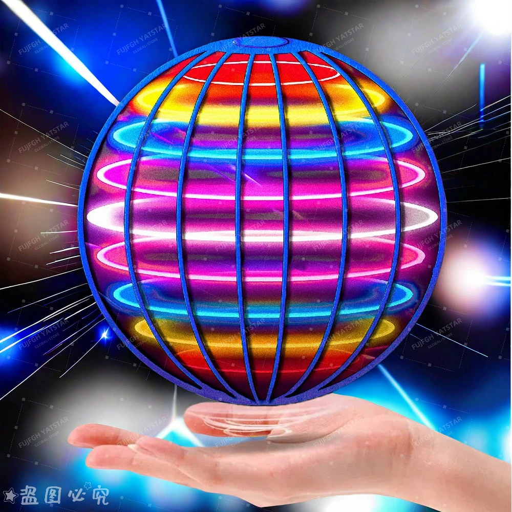 Flying Ball Children\'s Hand Controlled Color LED Cosmic Globe 360 ° Rotating Suspension Ball Suitable for Indoor and Outdoor Toy