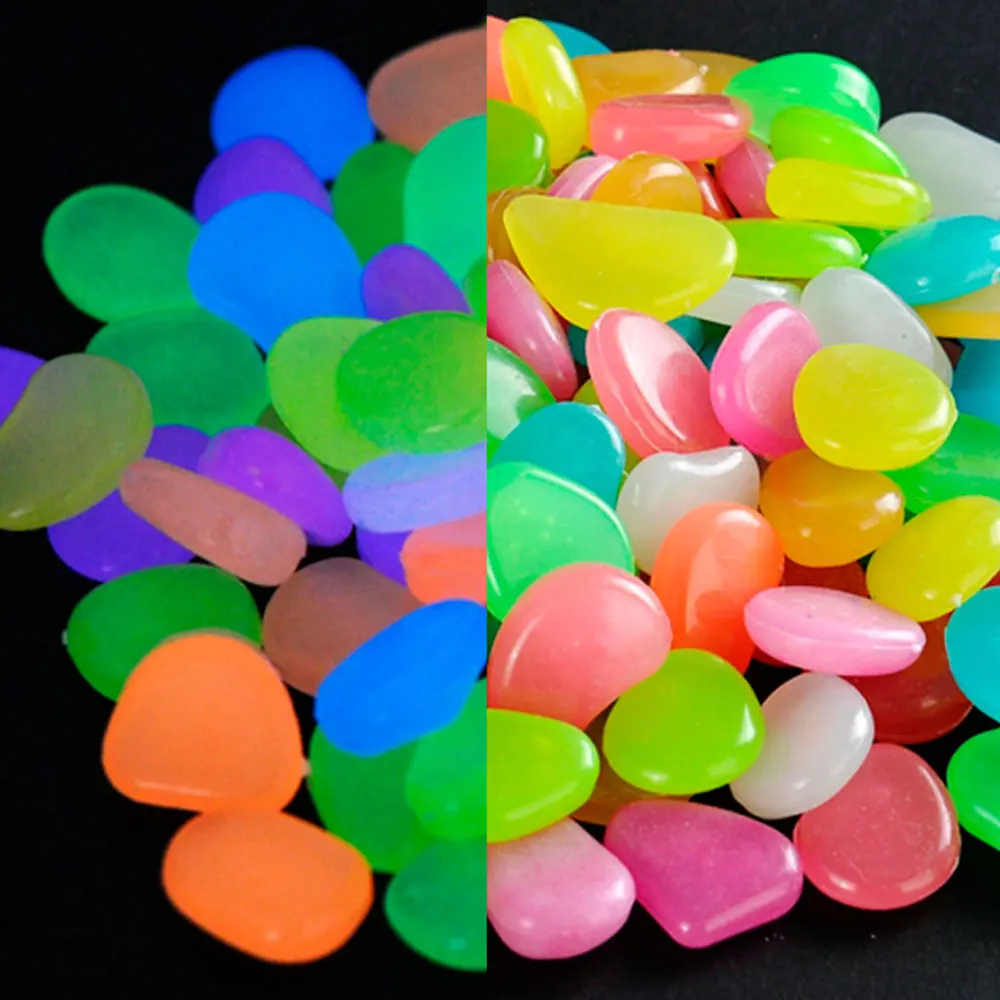 50pcs Glow In The Dark Pebbles Resin Luminous Stone For Landscape Garden Paths Potted Plants Parks Aquarium Home Yard Decoration