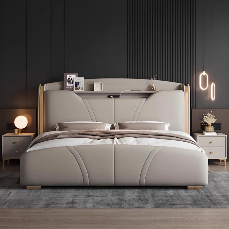 

Leather Princess Massage Bed Bedroom King Size Frame Double Bed Luxury Modern Sofa Design Letto Matrimoniale Hotel Furniture
