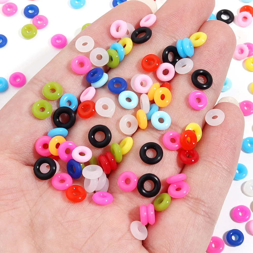 100Pcs 6/7mm Colorful Elastic Silicone Rubber Stopper Rings Positioning Beads for DIY Charm Bracelets Necklaces Jewelry Making