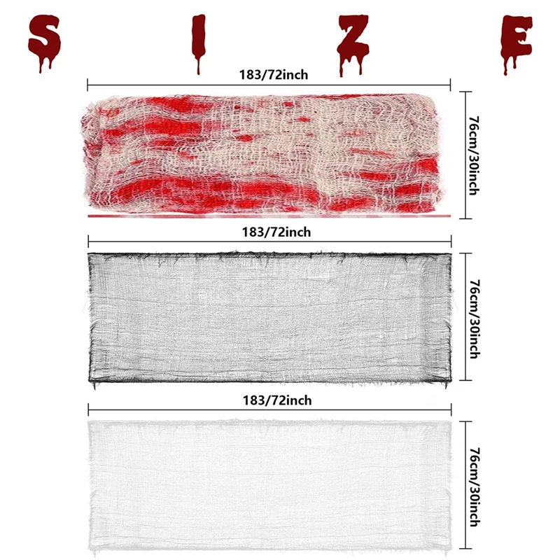 6 ชิ้นฮาโลวีน Creepy ผ้าตามที่แสดงผ้าพันคอฮาโลวีนสีดํา Spooky น่ากลัว Creepy Gauze ผ้าตกแต่ง Creepy ผ้าฮาโลวีน