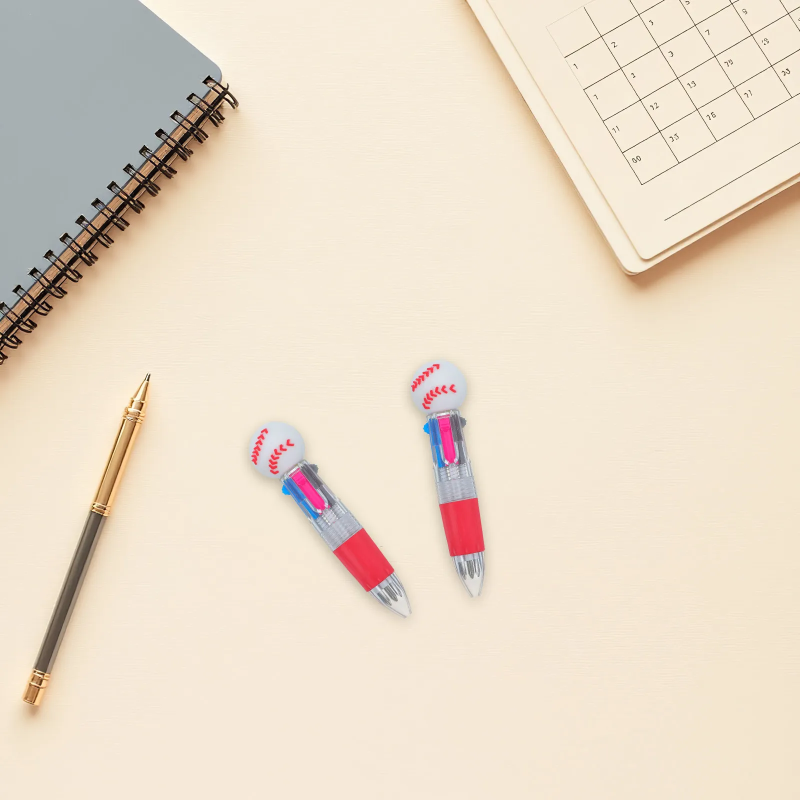 12Pcs Multicolor Baseball Ballpoint Pens Retractable Mini Cute for School Office Note Taking Drawing 0.5mm Tip Sports Themed
