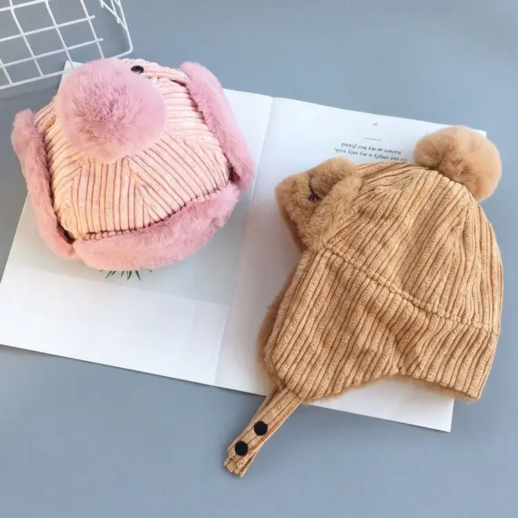 قبعات أطفال شتوية دافئة وسميكة، قبعات Lei Feng، قبعات أطفال شتوية عصرية وصوفية لحماية الأذن
