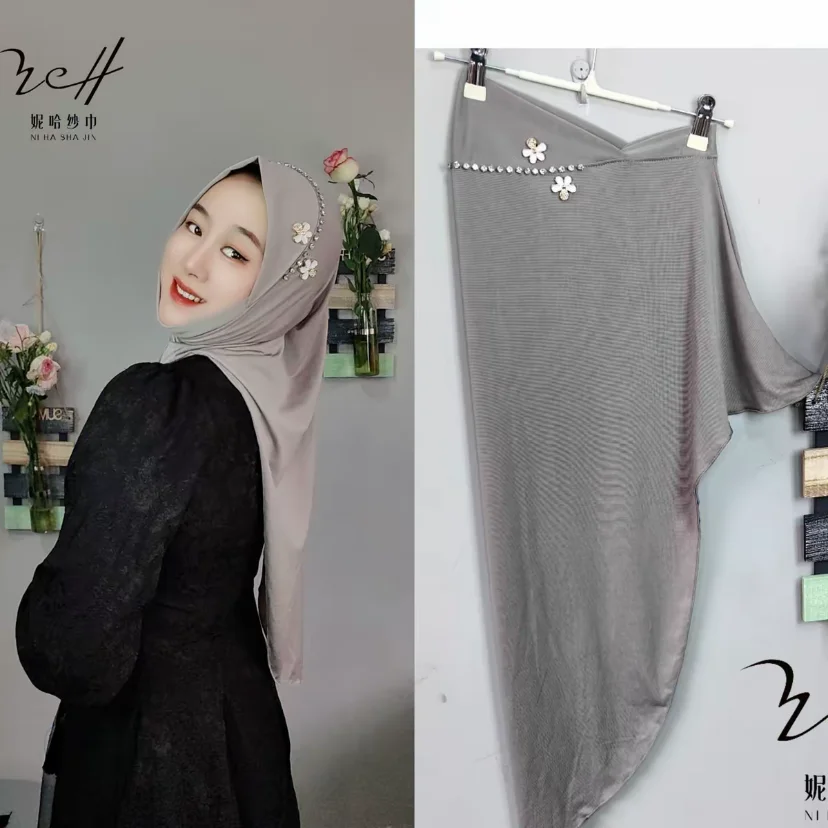 Crystal Linen Handmade Muslim Islam Lady Casual Hijab Covers