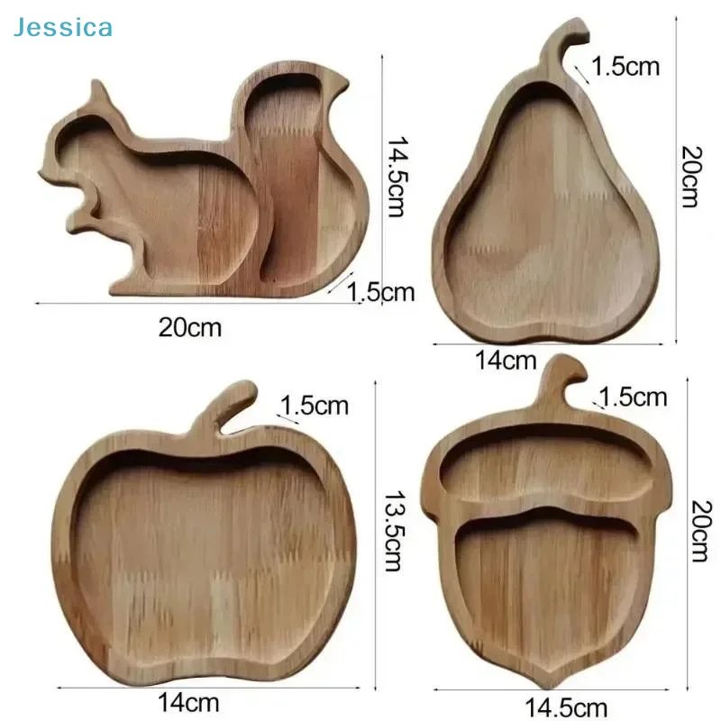 ♥ Juego de platos de frutas de madera |   Bandejas de aperitivos divididas con forma creativa para frutas, nueces y caramelos