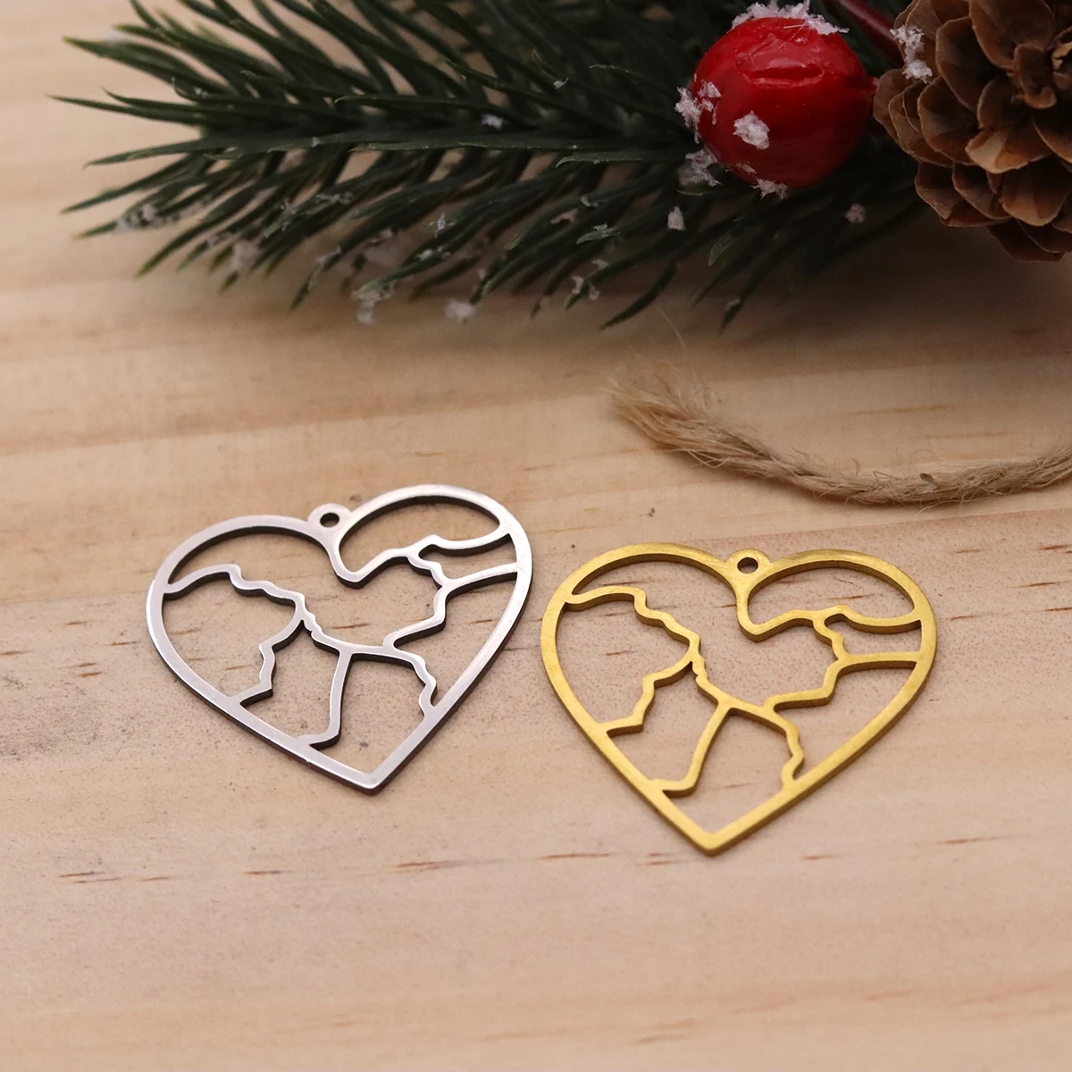 3pcs Jigsaw Heart Charms Stainless Steel Love Heart Pendant for DIY Jewelry Making Necklace Earrings Craft Findings Supplies