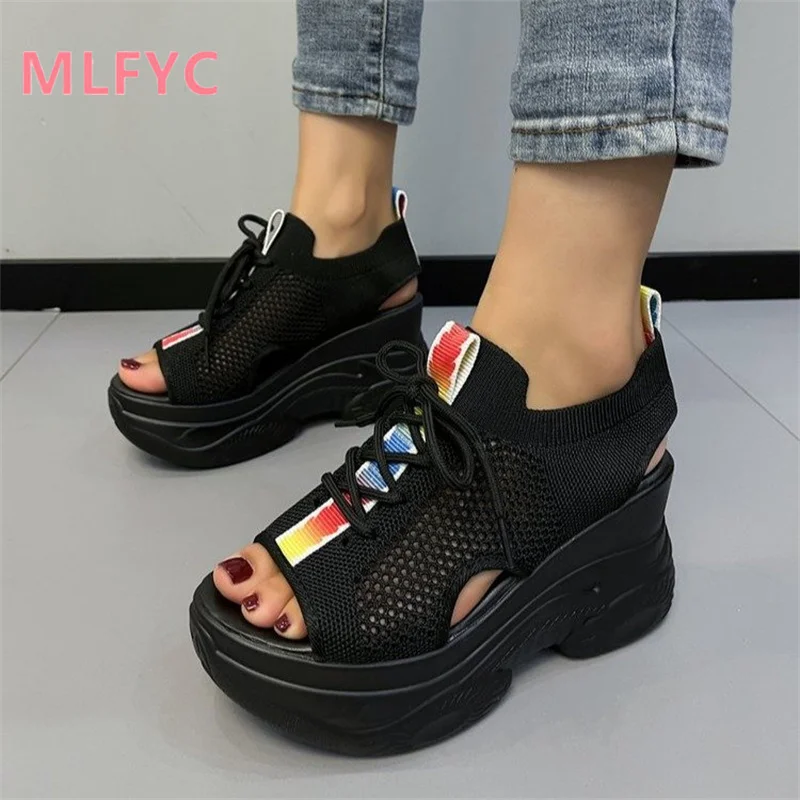 Women's Summer New Thick Sole Soft Sole Casual Flat Bottom Beach Sandals Women's Simple Fish Mouth Sandals Sneakers Mujer