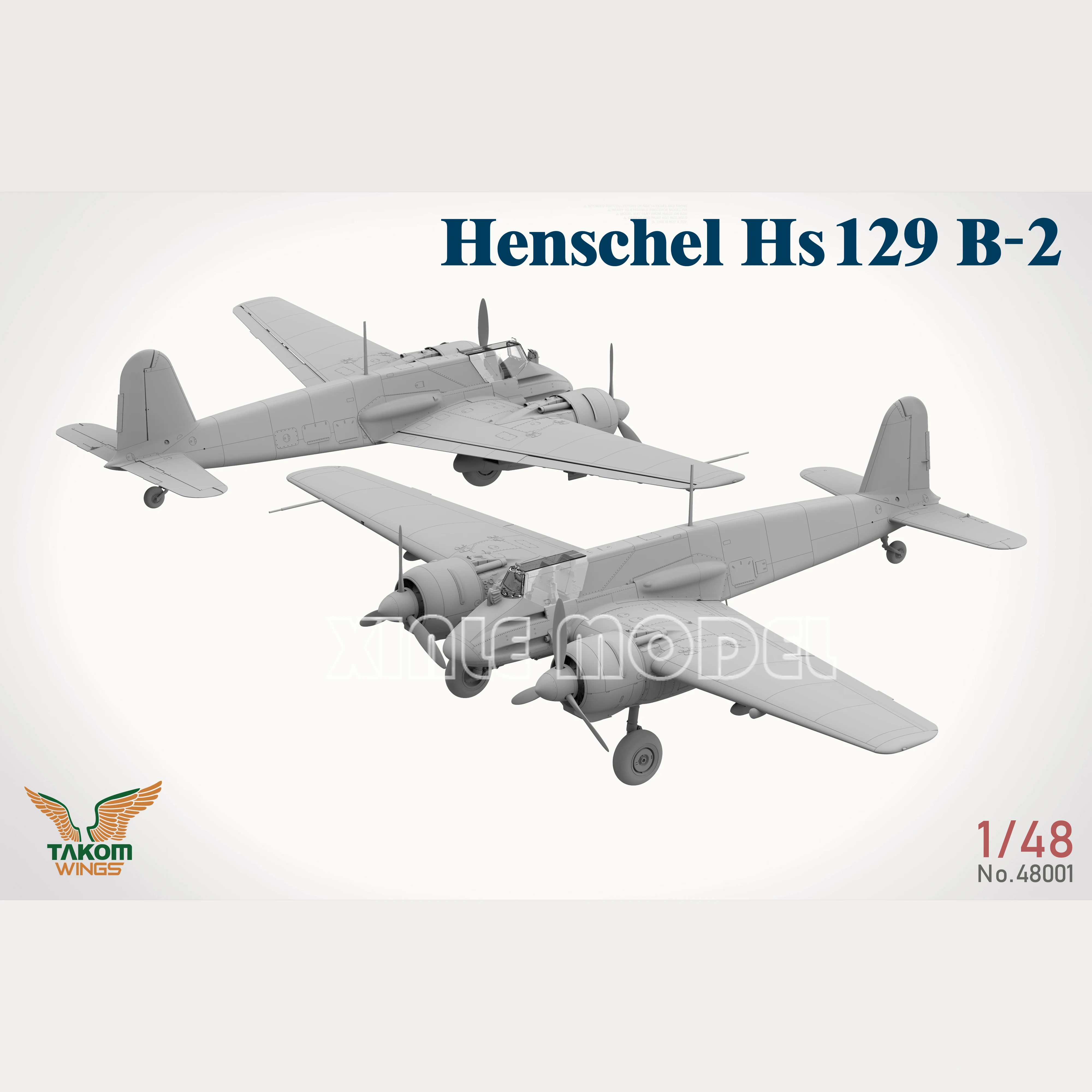 TAKOM 48001 Henschel Hs129 B-2 1/48 Kit modello in scala di aereo assemblato militare
