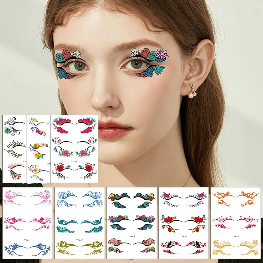 Waterproof and Sweat-proof Eye Tattoo Stickers Rice Paper Material Color Disposable Tattoo Stickers European Style Brow Stickers