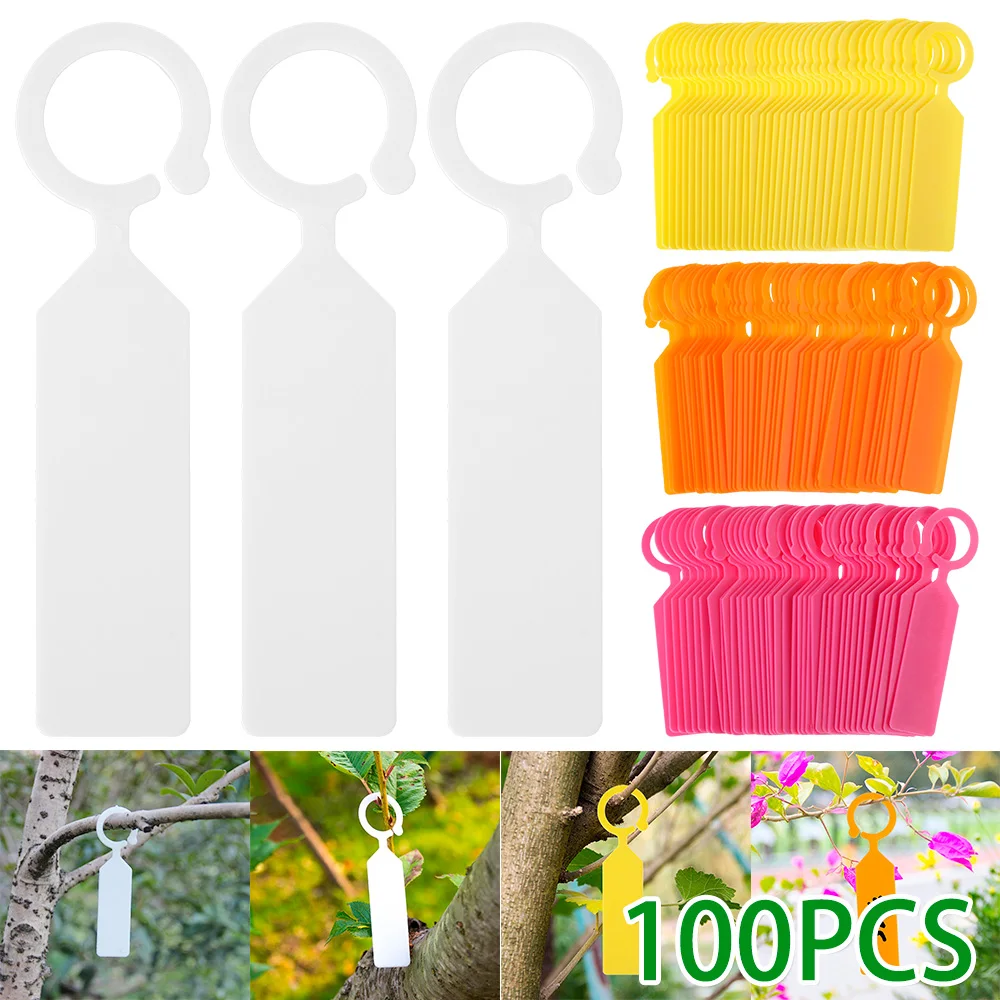 100Pcs Garden Hanging Plant Tag Reusable Plastic Seed Name Card Marker Sign Hanging Plant Tag Tree Marker Garden Tools
