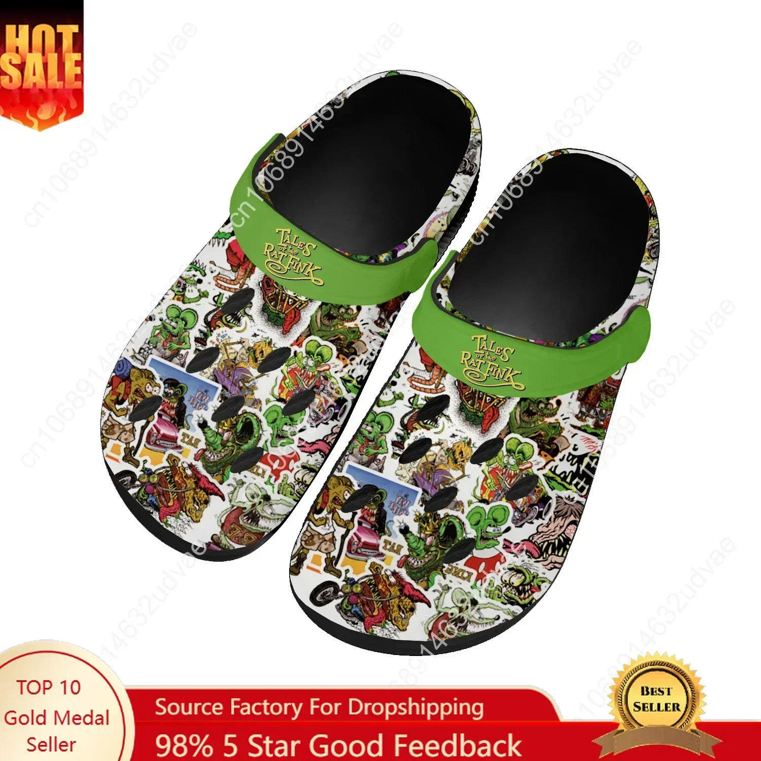 

Tales Of The Rat Fink Water Shoes Mens Womens Comfortable Home Garden Clogs Customizd Sandals Beach Breathable Hole Slippers