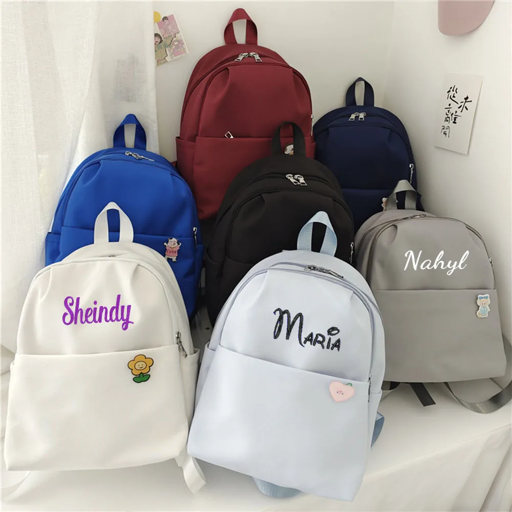 Personalized Custom Of Women\'s Solid Color Backpack With Embroidered New Sturdy And Wear-resistant Multi-layer Leisure Backpack