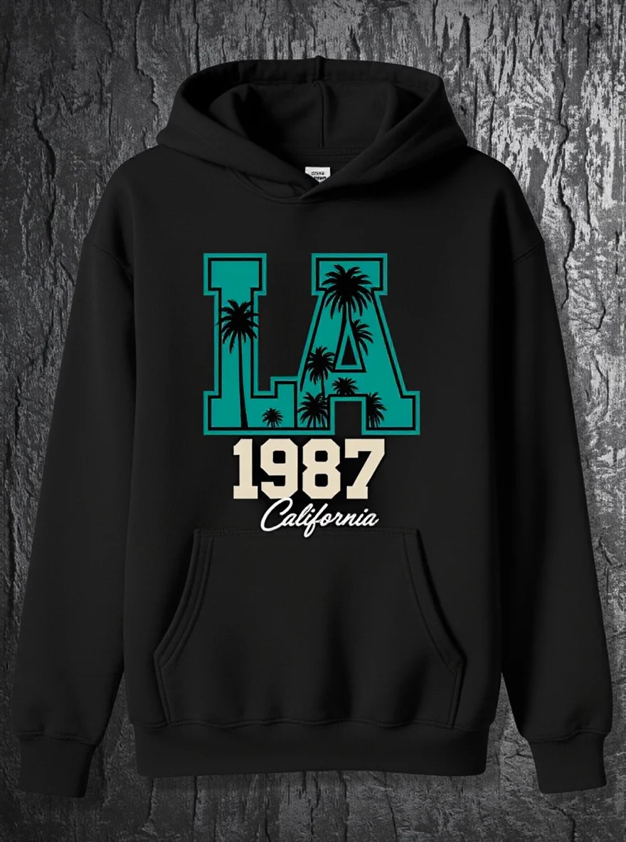 

Мужская толстовка с буквенным принтом, полиэстер, карман-кенгуру, можно стирать в машине, осень-зима