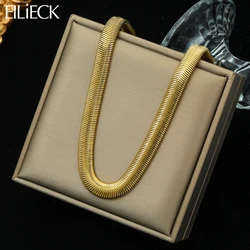 EILIECK 316L Stainless Steel Gold Color Thick Snake Chain Necklace For Women Girl Trendy Waterproof Jewelry Lady Gift Party