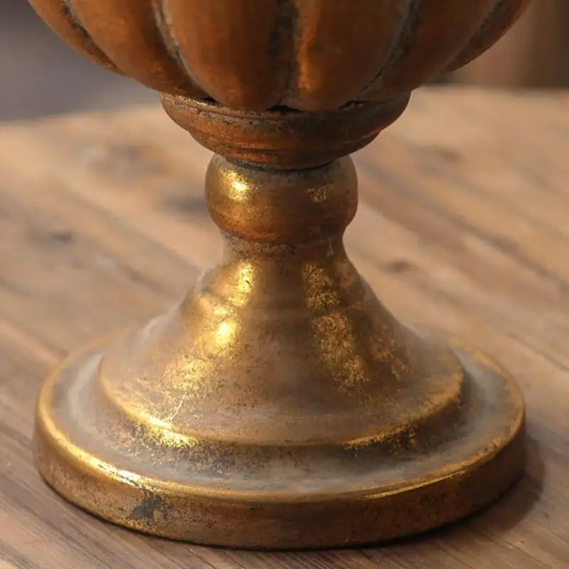 Metall-Urnen-Pflanzgefäß, Bronze, klassische antike Eisen-Pflanztöpfe, dekorative rustikale Blumentöpfe für Terrassen – Detail 3