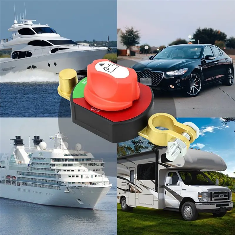 AB16-Screw-On Battery Disconnect Switch With Wrench& Washers, Universal Power Cut-Off Device For Cars, Trucks, Rvs& Boats
