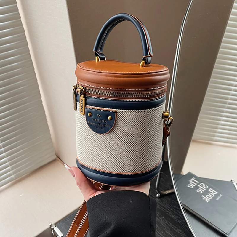 

Fashion Color Contrasting Bucket Crossbody Bag Summer Women's Versatile Mini Phone Pouch Temperament Elegant Party Handbags