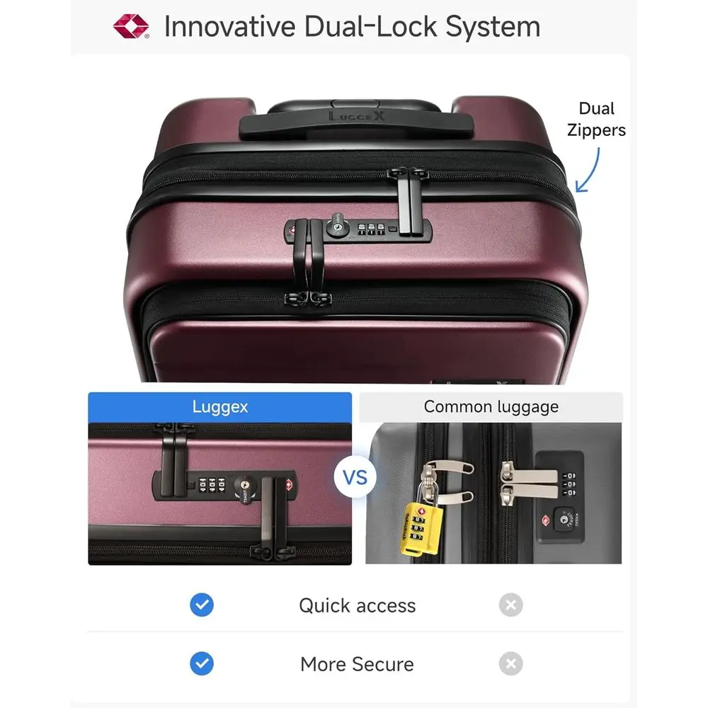 20 Inch FLO5 Expandable Polycarbonate Carry-On Suitcase with Front Pocket (Cheery FX-Core)