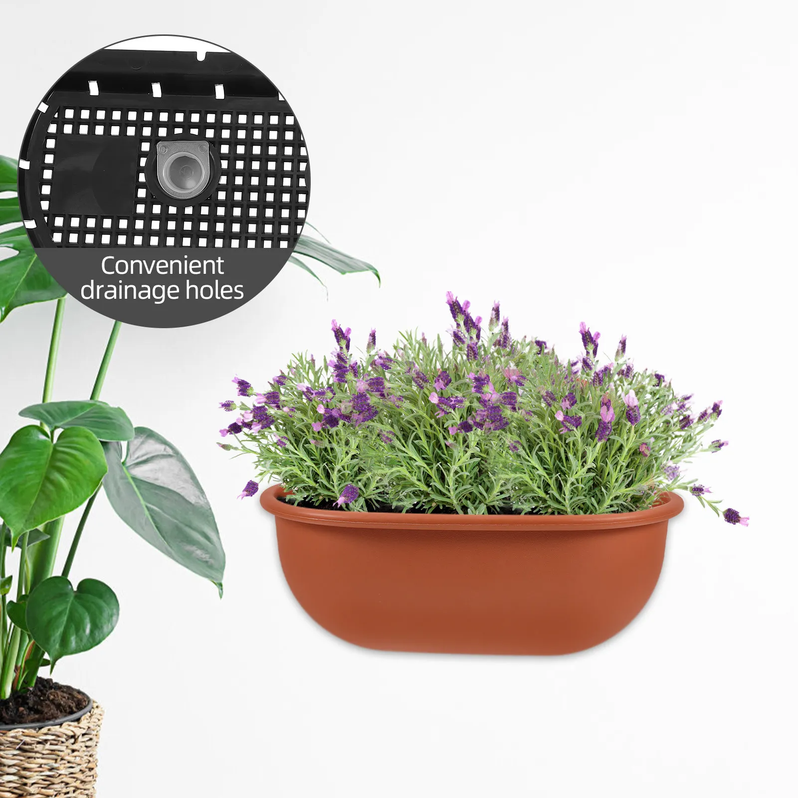Wall Hanging Planter Thickened Flower Pot with Drainage Easy Install for Indoor Outdoor Living Room Decor