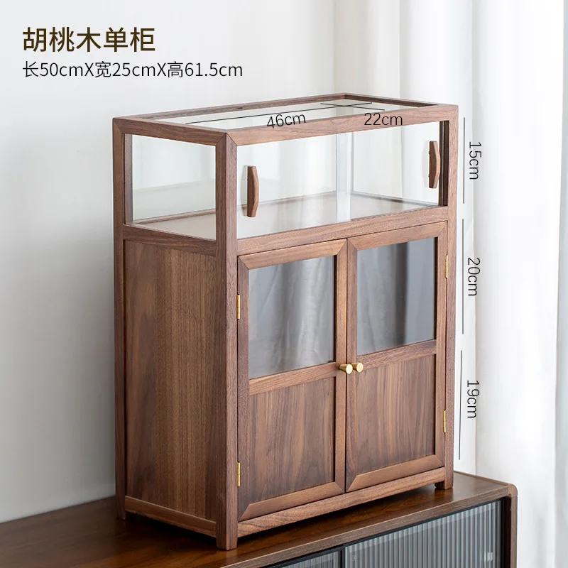 For Desktop Storage Cabinet Living Room Tea Set Tea Coffee Water Cup Locker Transparent Glass Display Cabinet